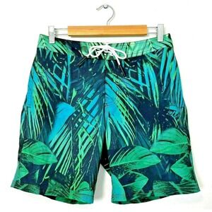 AMERICAN EAGLE Boardshorts Mens S 30‎ x 8" Green Blue Print Swim Trunks Shorts